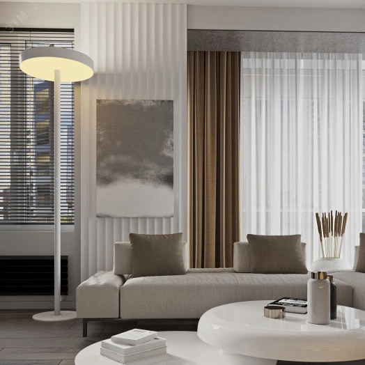 Светодиодный светильник RVE-LBX-CIELO-2150х600-T-DIM (Торшер круг 600х600х80мм 42Вт напольный 4000K стойка 2060х400мм черный)