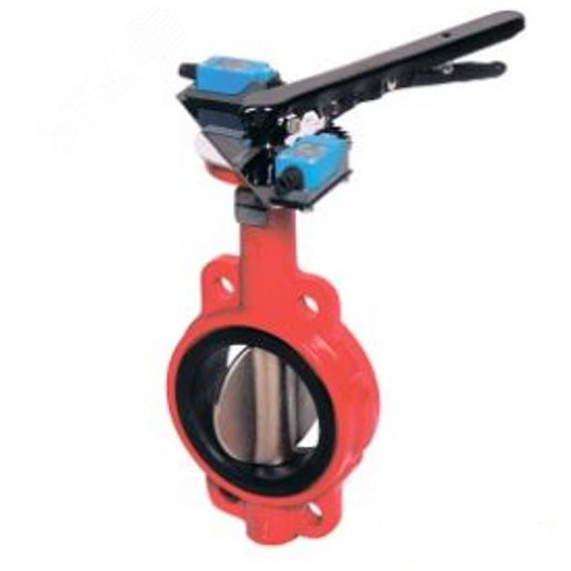 Затвор дисковый поворотный межфланцевый DN 100 PN 16 тип 017W диск чугун, с рукояткой для систем пожаротушения