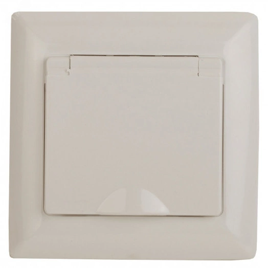 Розетка 2P+E Schuko с крышкой, 16А-250В, СУ, Solo, сл.кость, 4-203-02