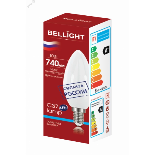 Лампа светодиодная LED С37 10W E14 6500К