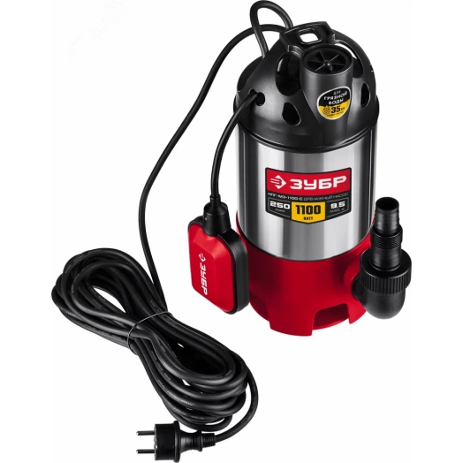 Насос дренажный для грязной воды НПГ-М3-1100-С ЗУБР, 1100 Вт, корпус нерж.сталь