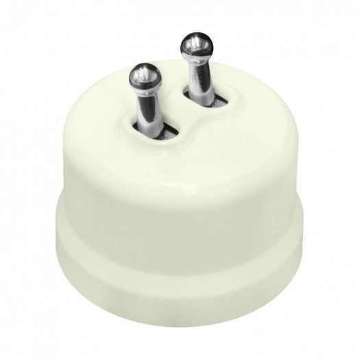 Выключатель Лизетта 2-кл., пластик, цвет Слоновая кость,  Серебро (тумблерный)