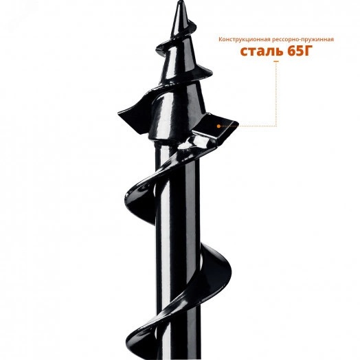 Шнек для мотобуров, грунт, d=60 мм, однозаходный