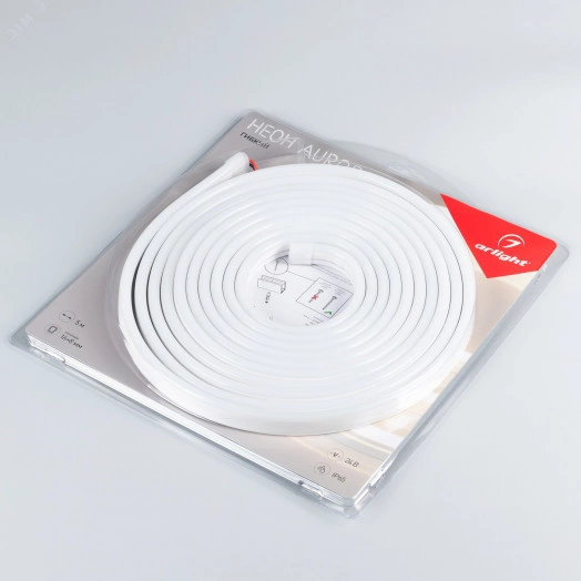 Лента герметичная AURORA-PS-A120-16x8мм 24V Yellow (10 W/m, IP65, 2835, 5м) (Силикон)