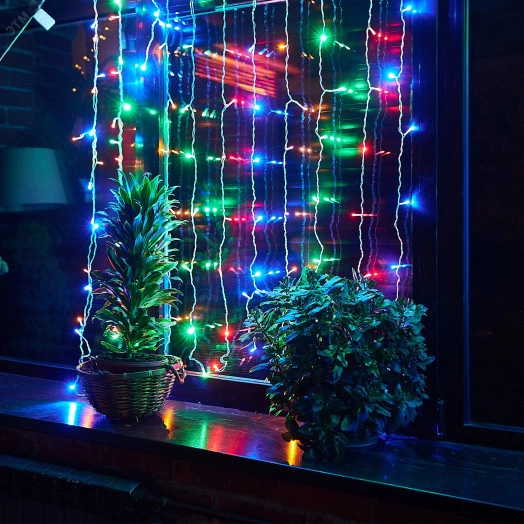 Занавес светодиодный 15х15м 100 светодиодов Разноцветный свет Провод прозрачный ULD-C1515-100/DTA MULTI IP20