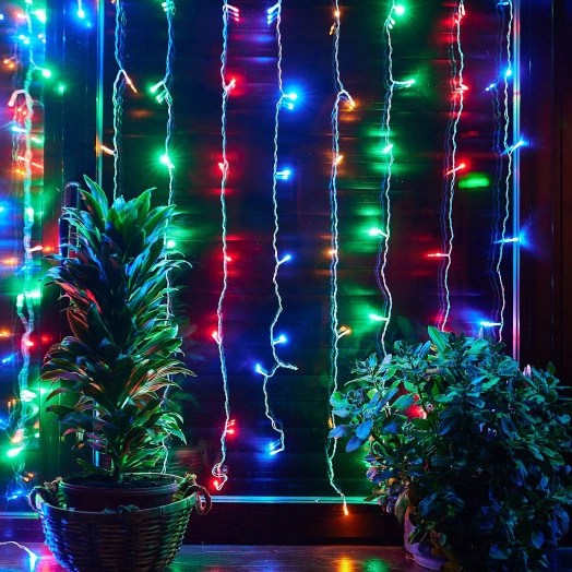 Занавес светодиодный 15х15м 100 светодиодов Разноцветный свет Провод прозрачный ULD-C1515-100/DTA MULTI IP20