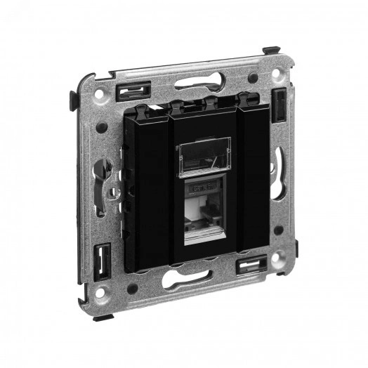 Avanti Компьютерная розетка RJ-45 в стену, кат.6А одина  ная, , Черный квадрат