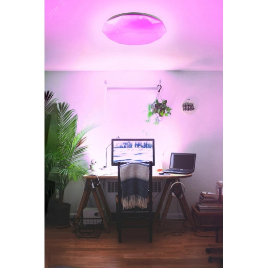 Светильник светодиодный ДБО-75 настенно-потолочный управляемый DIAMOND-RGB 230В 3000-6500K 6000Лм 502x83мм с RGB подсветкой