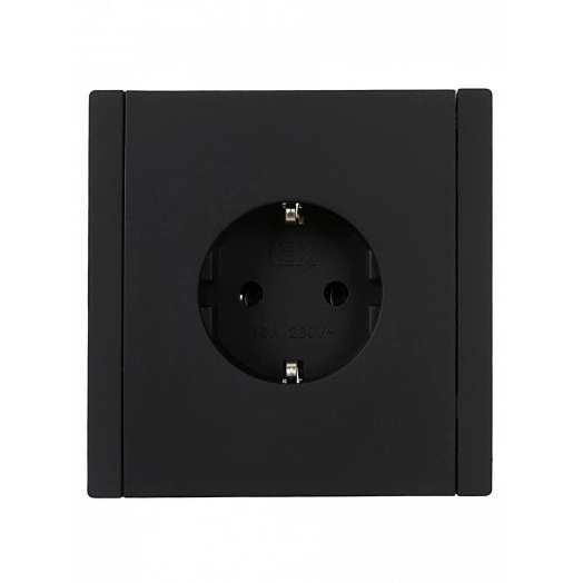 FORTE&PIANO Розетка 1-местная с заземлением без защитных шторок винтовое крепление 16А FP116 черный IEK