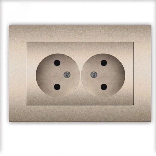Розетка двухместная UNIVersal серия Афина б/з, с/у, 16А, 220В, шампань (еврослот), механизм
