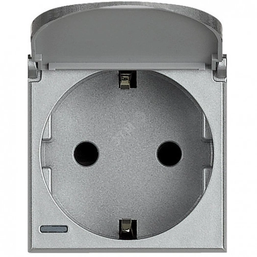 Axolute Розетка 2К+З с заземлением с крышкой 10/16А 250В боковые контакты Schuko автоматические клеммы алюминий немецкий стандарт