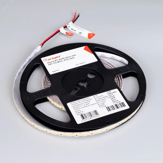 Лента RT-A200-8mm 24V Warm3500-CX1 (16 W/m, IP20, 5m) (Arlight, резка 1 светодиод)