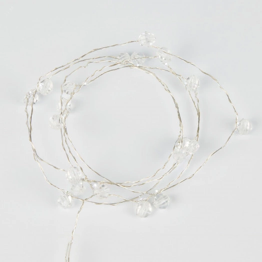 Гирлянда светодиодная на батарейках 2AA (не в/к) Бусины мини 19м 20 светодиодов Провод прозрачный ULD-S1900-020/STB/2AA WHITE IP20 BEADS MINI