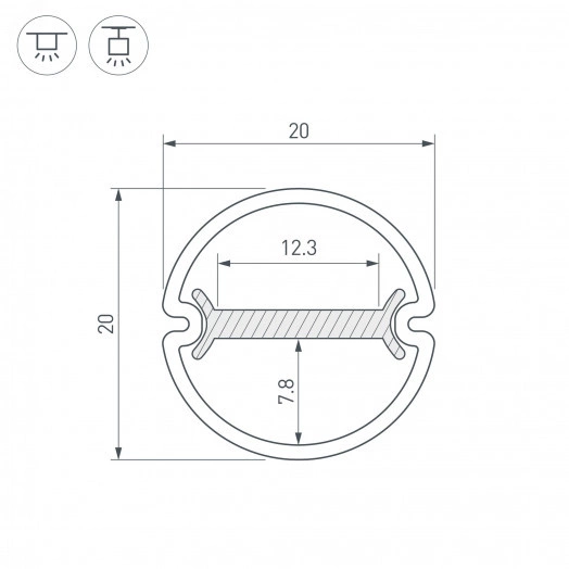 Профиль ARH-ROUND-D20-DUAL-2000 ANOD (Алюминий)