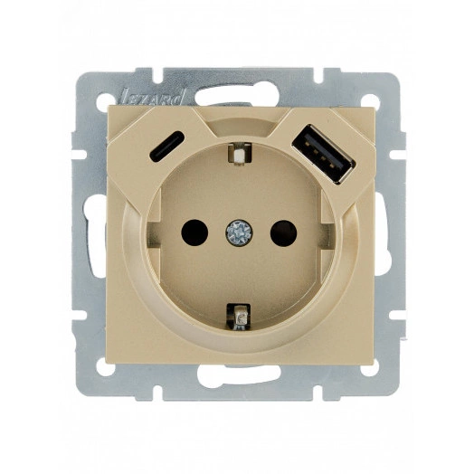 VESNA  Розетка с/з TC+USB разъём золото