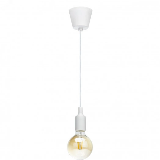 Патрон Е27 пластиковый с подвесом 1м, белый, 24642 8, REV