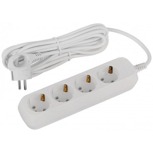 Удлинитель электрический 4 розетки с заземлением 5м ПВС 3x0.75мм2 UDL-10-450-E Greenline ЭРА