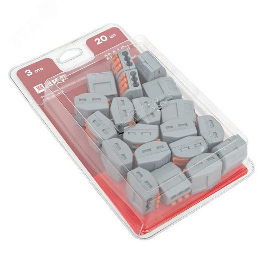 Клемма СМК 222-413 с рычагом 3 отверстия блистер (20шт.) EKF