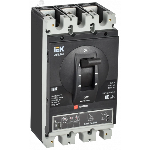 Выключатель автоматический в литом корпусе ARMAT 3P типоразмер I 85кА 630А расцепитель электронный стандартный