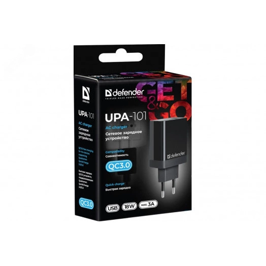 Зарядное устройство сетевое UPA-101 1 порт USB, 18W, QC 3.0