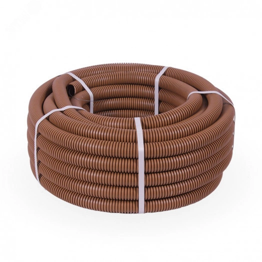 Труба гофрированная ПВХ легкая 350 Н бук с/з d32 мм (25 м/уп) Промрукав