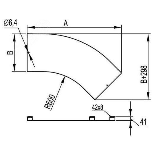 Угол CPO 90 горизонтальный 90° 400х35 в комплекте с крепежными элементами и соединительными пластинами, необходимыми для монтажа