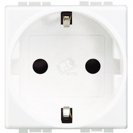Розетка 2П с заземлением 10А/16А с защитными шторками 2 модуля