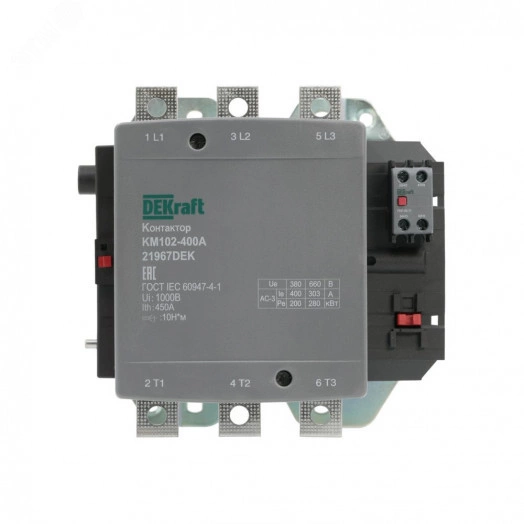 Контактор 400А 220В АС АС3 АС4 1НО+1НЗ КМ-102
