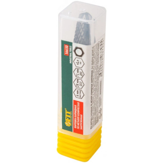 Шарошка карбидная, штифт 6 мм, тип ''L'', коническая закругленная 12х28х71 мм