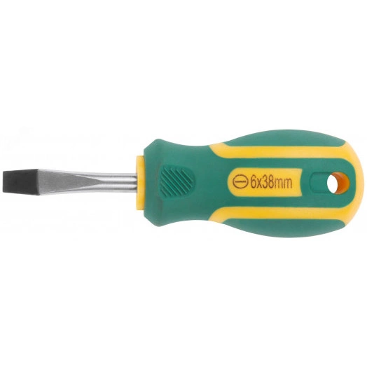 Отвертка ''Контур'', CrV сталь, прорезиненная ручка 6х38 мм SL