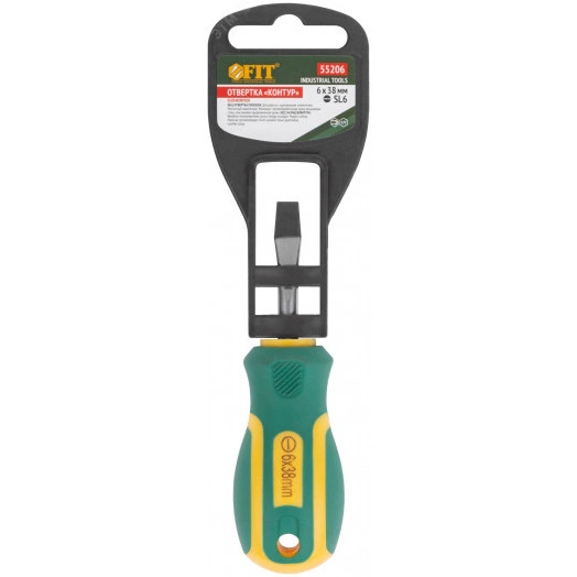 Отвертка ''Контур'', CrV сталь, прорезиненная ручка 6х38 мм SL