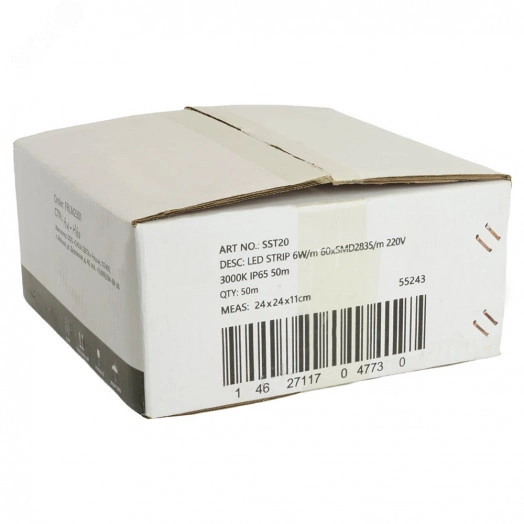 Лента светодиодная LEDх60/м 1м 6w/m 220в IP65 3000К