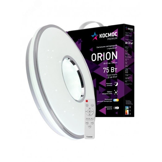 Светильник светодиодный ДБО-75 настенно-потолочный управляемый ORION 230В 3000-6500K 6000Лм 492x87мм