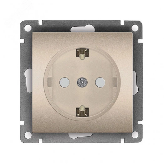 Розетка одноместная UNIVersal серия Афина с/з, с/у, з/ш, 16А, 220В, шампань (еврослот), механизм