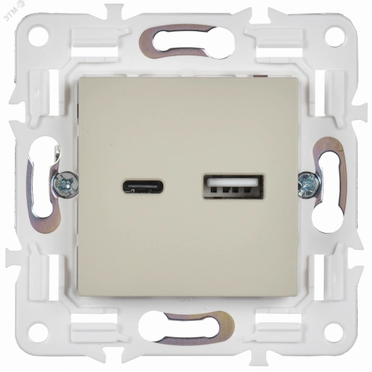 SKANDY Розетка USB A+C 18Вт SK-R13B бежевый IEK