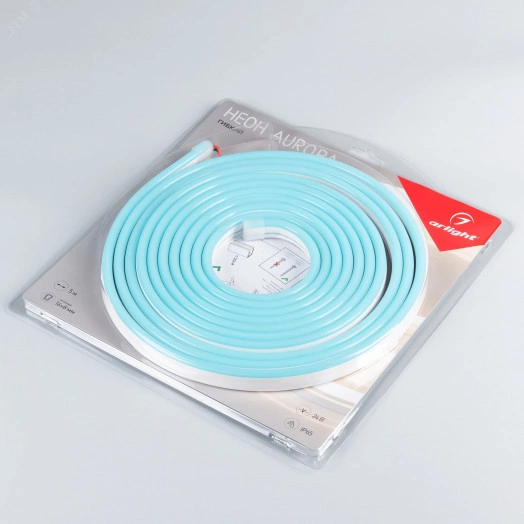 Лента герметичная AURORA-PS-A120-16x8мм 24V Azure (10 W/m, IP65, 2835, 5м) (Силикон)