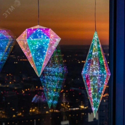 Светильник декоративный Брильянт на батарейках 3AA не в комплекте 100 светодиодов Белый свет Цвет корпуса радужный TM Uniel ULD-R506 3АА DIAMOND