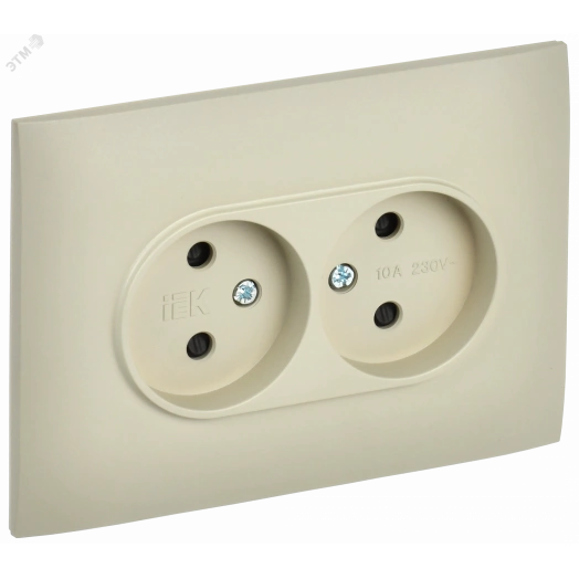 SKANDY Розетка 2-местная без заземления с защитными шторками 10А в сборе SK-R09B бежевый IEK