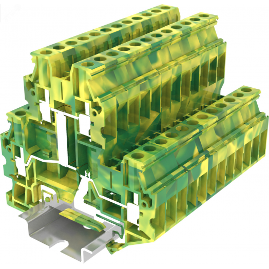 Клемма TU 2-уровневая земля, винтовая, сечение 4 мм. кв., желто-зеленая