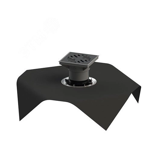 трап вертикальный дворовый регулируемый тп-616.110в с выходным диаметром 110 мм, с прижимным фланцем, чугунной решеткой, с битумно-полимерной прокладкой