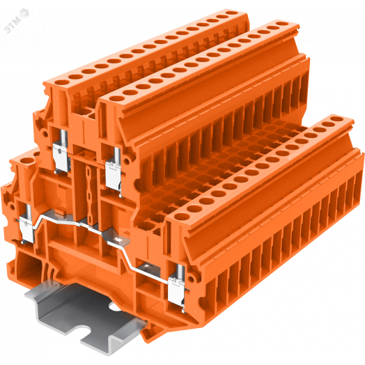 Клемма TU 2-уровневая винтовая, сечение 2,5 мм. кв., оранжевая