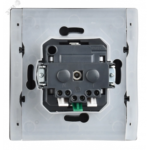 FORTE&PIANO Розетка 1-местная с заземлением с защитными шторками и крышкой безвинтовое крепление 16А IP44 FP119 черный IEK