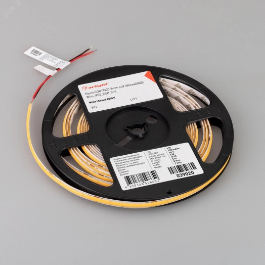 Лента COB-X320-8мм 24V White6000(8 W/m, IP20, CSP, 5м) (-)