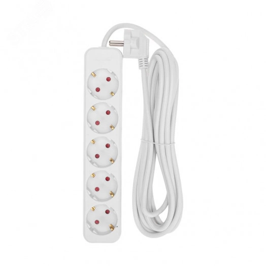 Удлинитель STANDARD 5 гнезд, 5 м, 3х1,0 мм2, с/з, белый