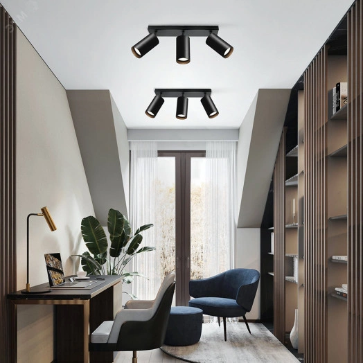 Светильник ДБО 2хGU10 без ламп наклонный черный