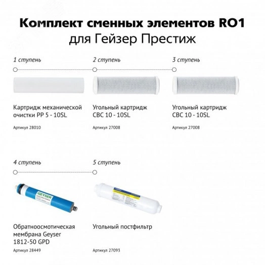 Комплект сменных элементов RO1 для Гейзер-Престиж