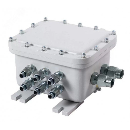 Коробка коммутационная взрывозащищенная КВМК 1.0  Exd-А-281812 (А(1 КВМ20Б -Л)-С(1 КВ М25Б-Л)-D(1   КВМ25Б-Л)-(28х2,5мм+3х2,5мм PE) 1Ex d IIС T6 Gb,  IP67,-60 .. +85С, 400V, 24A, алюминиевый сплав)