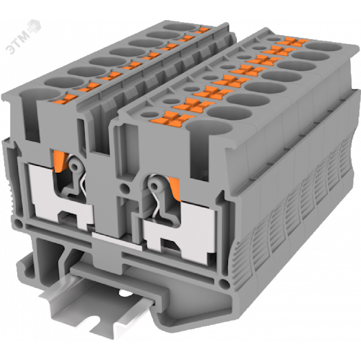 Клемма мини TP 1-1 проходная, Push-in, сечение 2,5 мм. кв., DIN 15, серая