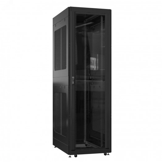 Шкаф серверный 42U 800х1000 передняя дверь: стекло IP41. задняя дверь: одностворчатая перфорированная IP20. боковые панели: перфорированные. цвет: черный RAL9005 