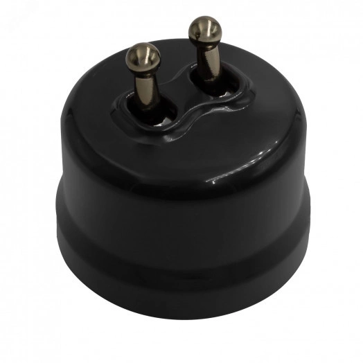 Выключатель Лизетта 2-кл., пластик, цвет Черный, Бронза (тумблерный)